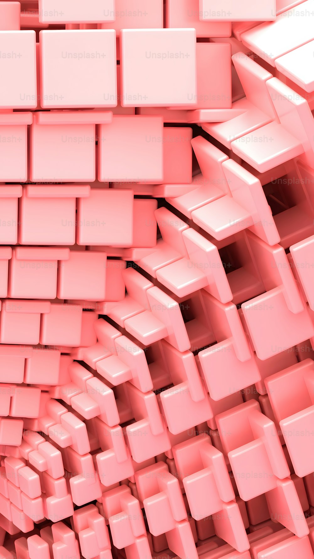 um grande grupo de cubos que são rosa e branco