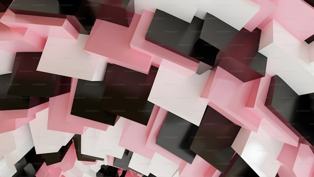 a bunch of pink and black squares on a white background