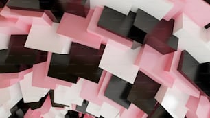 ein Haufen rosa und schwarzer Quadrate auf weißem Hintergrund