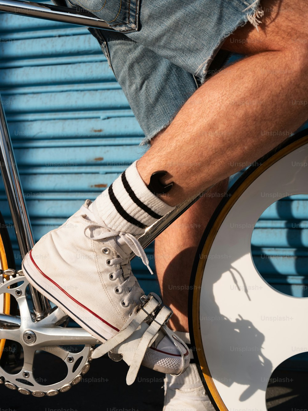 a close up of a person on a bike