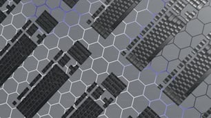 un'immagine generata al computer di un gruppo di strutture esagonali