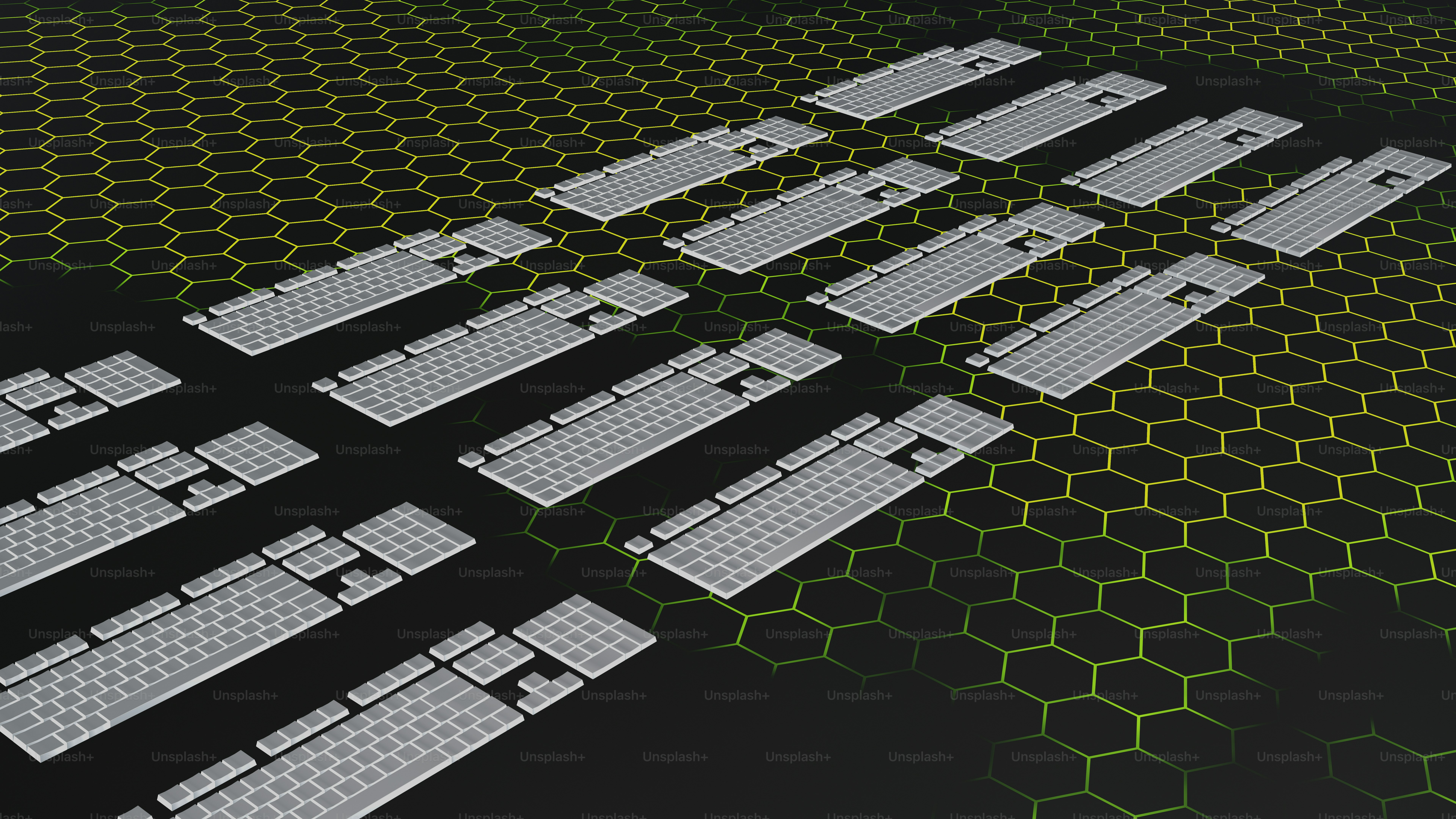a computer generated image of a bunch of hexagonal structures