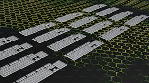Una imagen generada por computadora de un montón de estructuras hexagonales