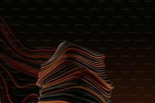 Ein Stapel gestapelter orangefarbener und schwarzer Papiere