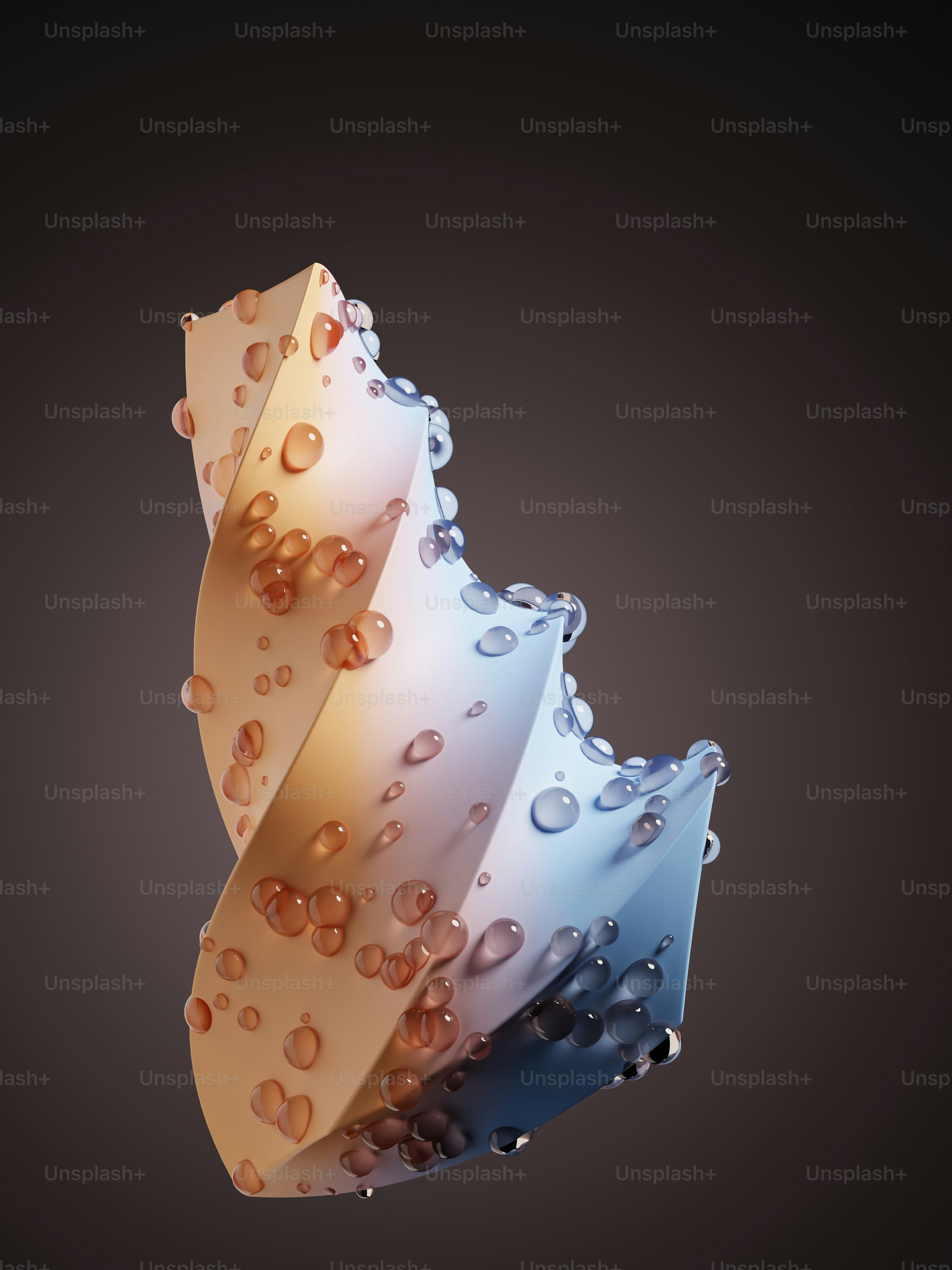 A blue and white object with water droplets on it photo – Blue Image on ...