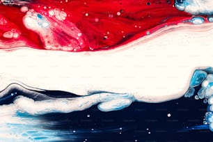 a painting of water and red and white