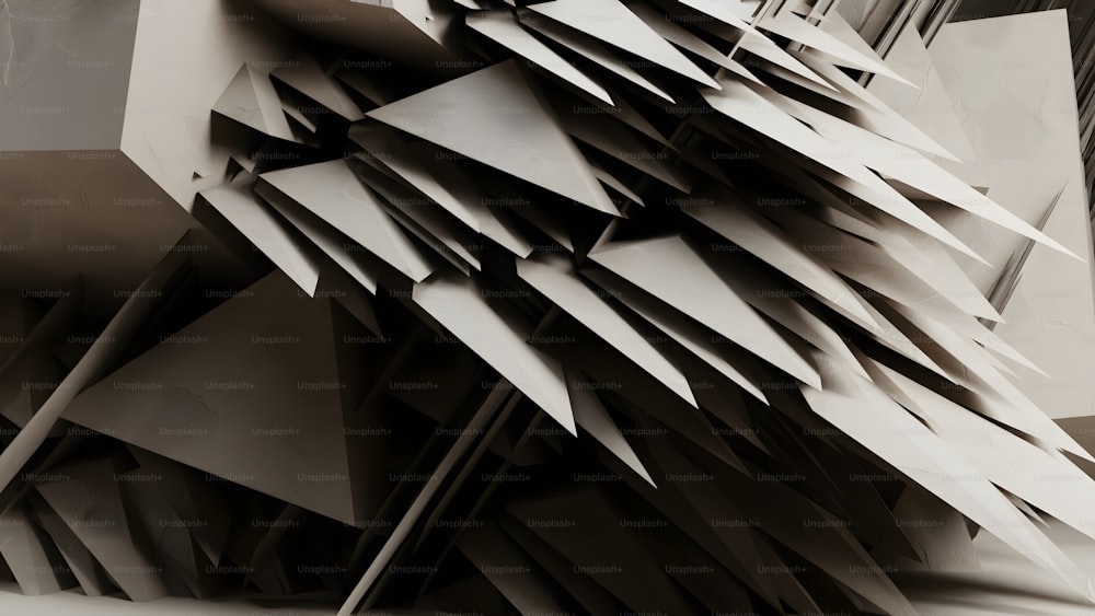 Una foto en blanco y negro de una escultura abstracta