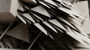 a black and white photo of an abstract sculpture