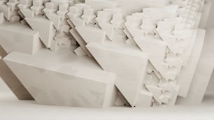 a white sculpture with a lot of shapes on it