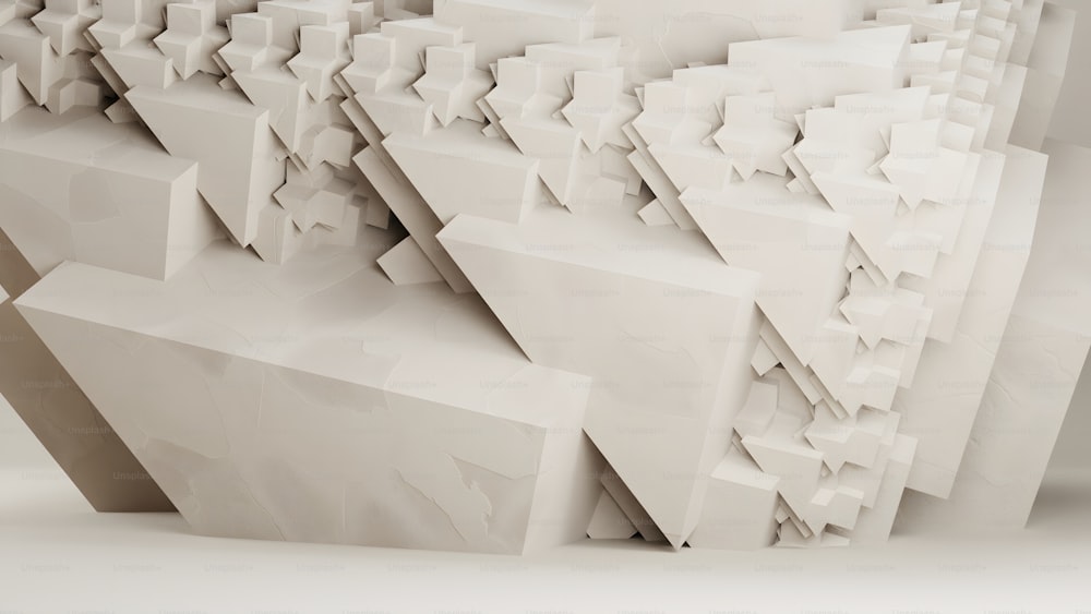 Une sculpture blanche avec beaucoup de formes