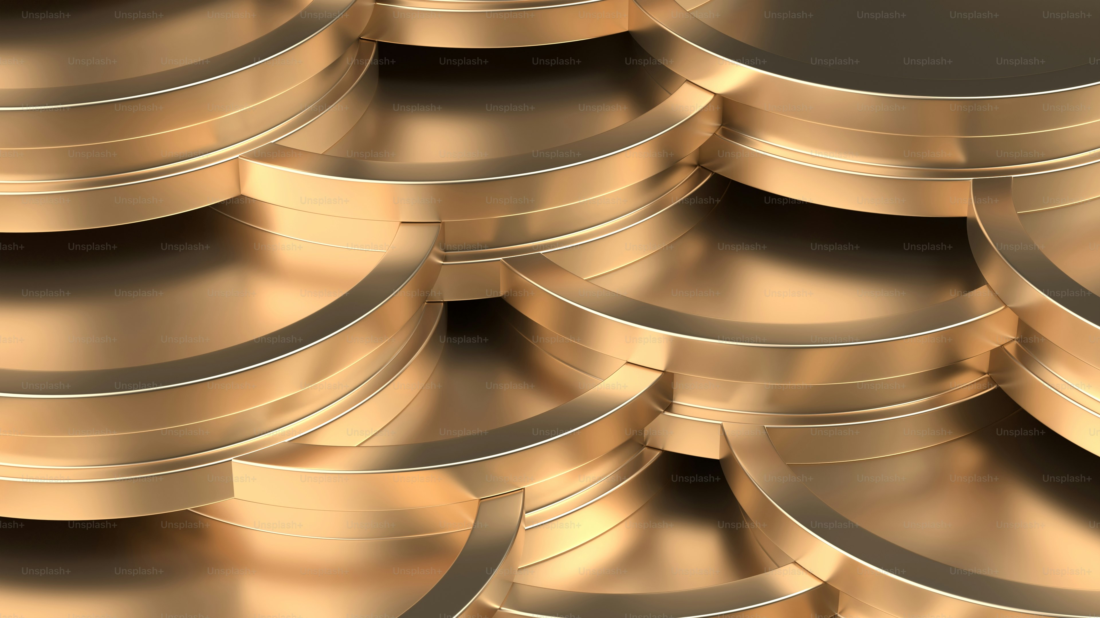 A bunch of gold plates stacked on top of each other photo – Full hd ...
