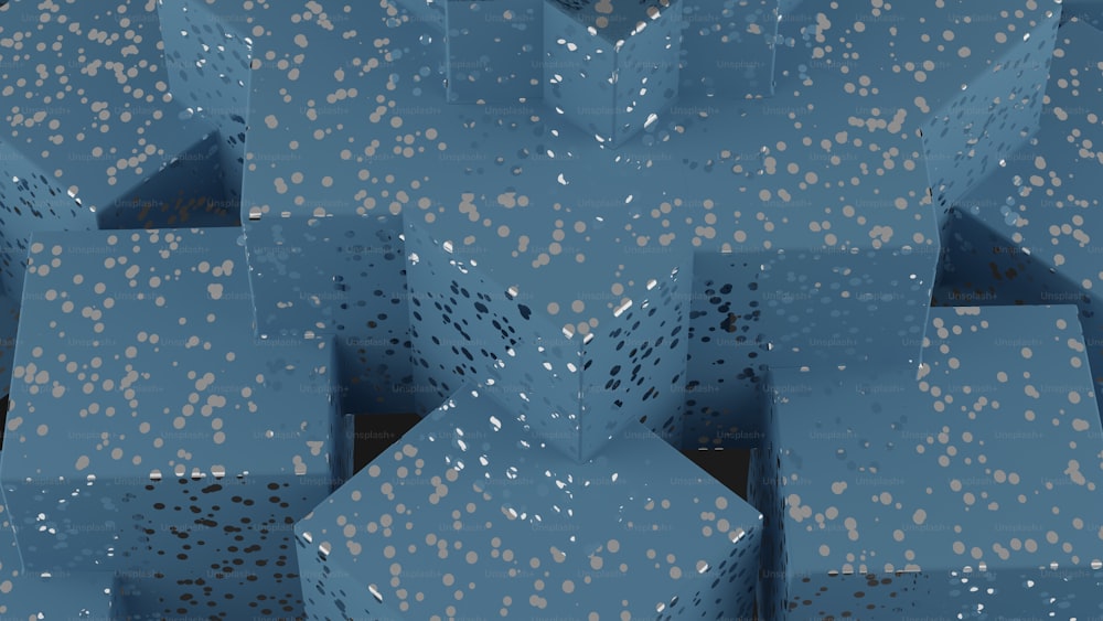 Un grupo de cajas azules con puntos en ellas