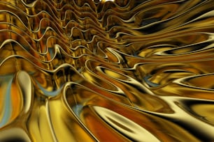 uma imagem gerada por computador de uma onda dourada e azul