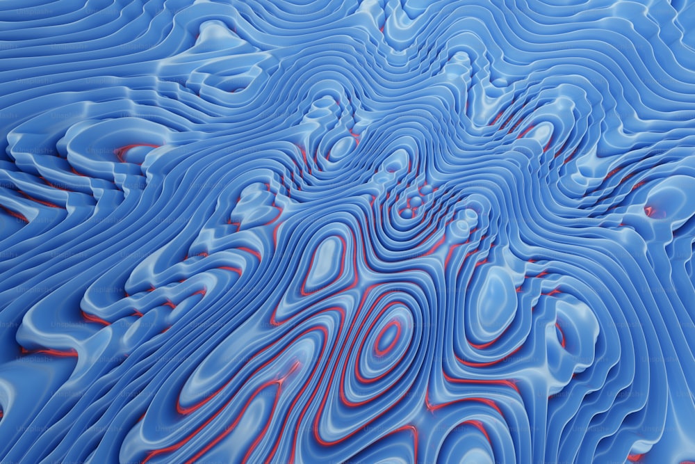 a blue and red abstract background with wavy lines
