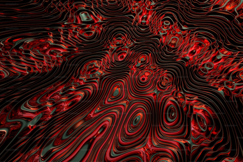 an abstract red and black background with wavy lines