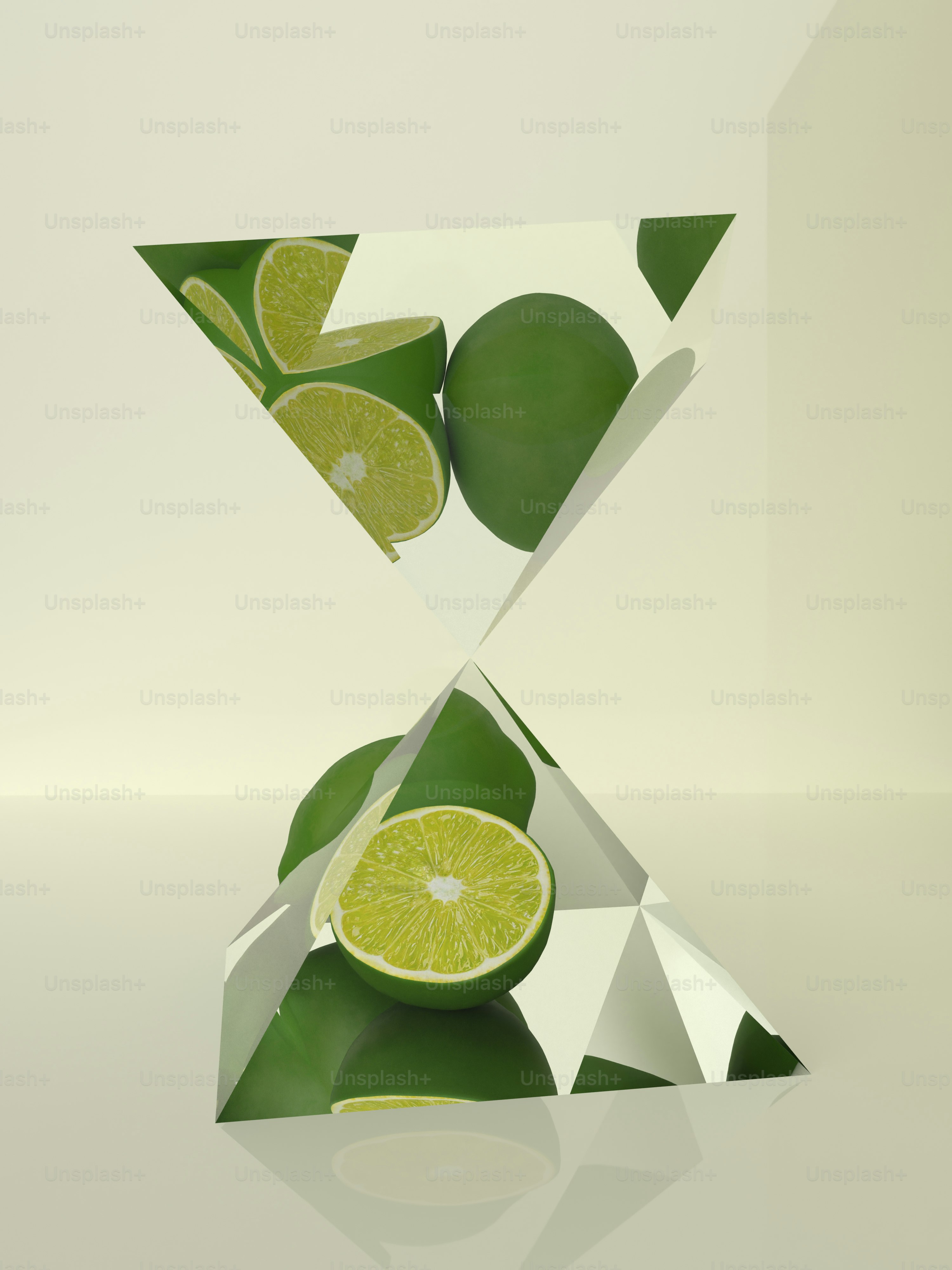 a lime cut in half sitting on top of a table