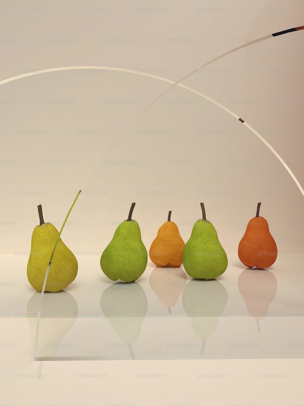 a group of pears and pears sitting in a row