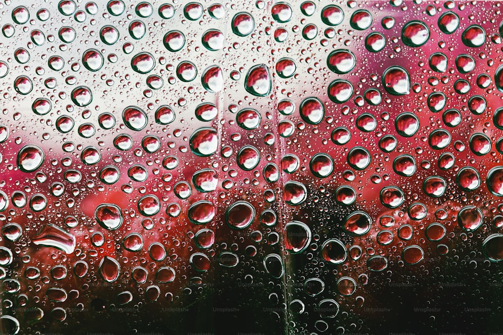 a close up of water droplets on a window