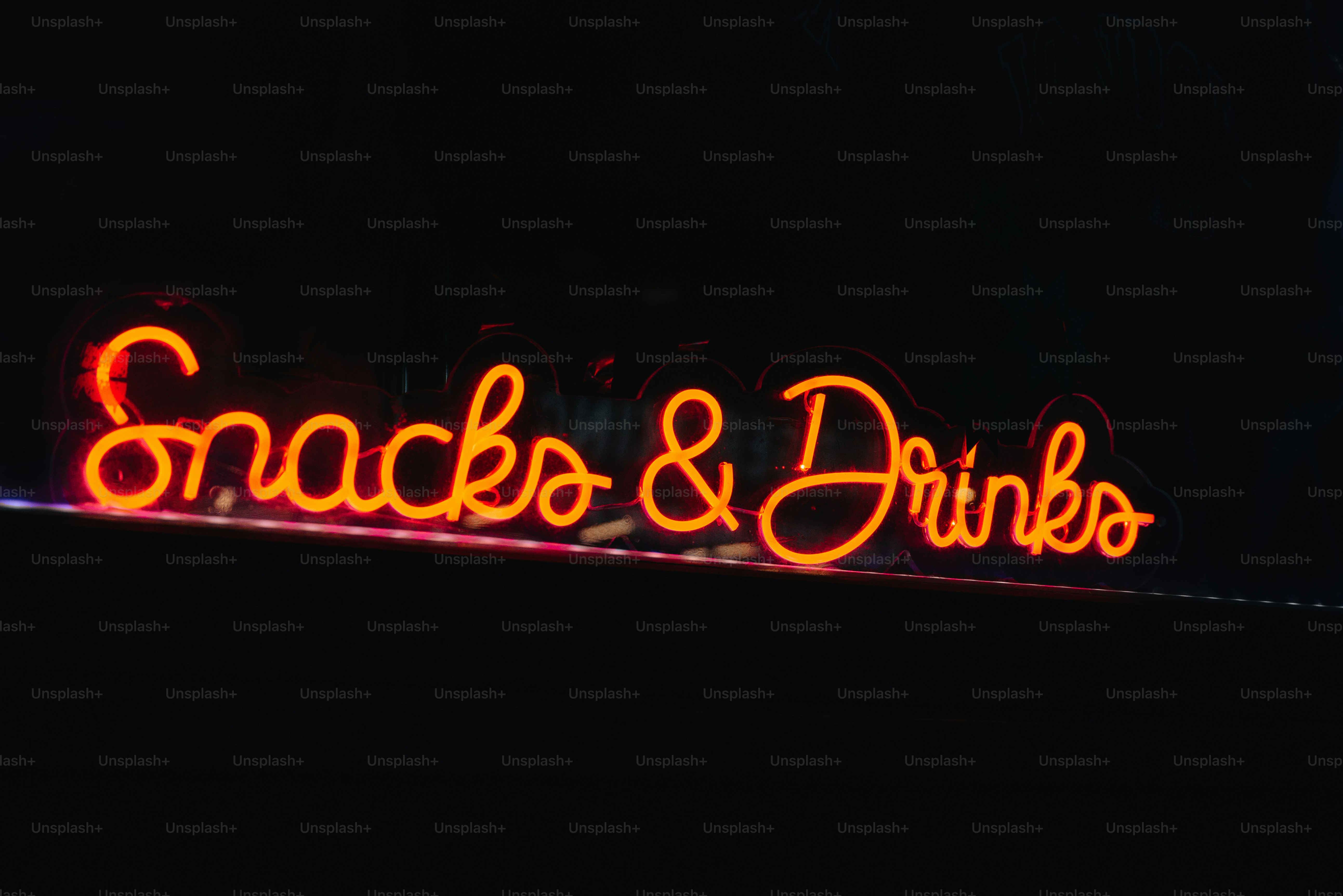 Snacks and Drinks neon sign