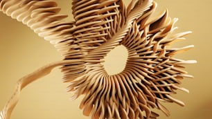 une sculpture faite de bandes de bois