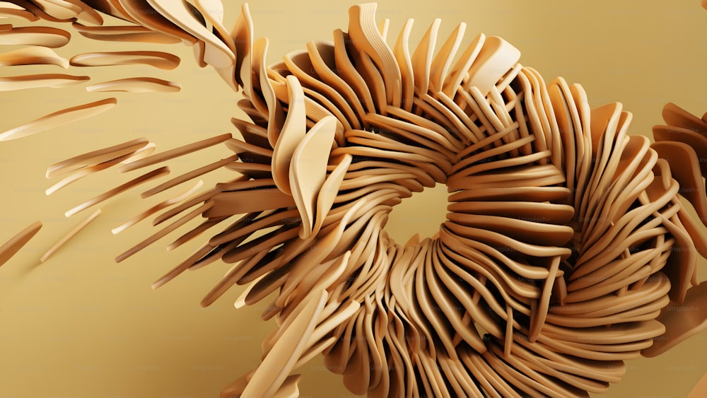 une sculpture faite de bandes de bois