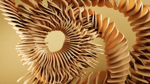 Un primer plano de una escultura hecha de tiras de madera