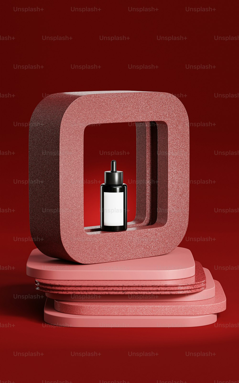 a bottle of perfume sitting on top of a stand