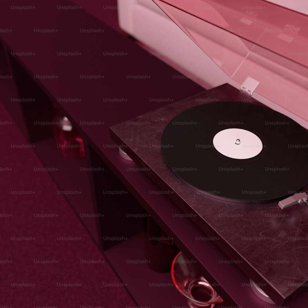 a record player sitting on top of a table