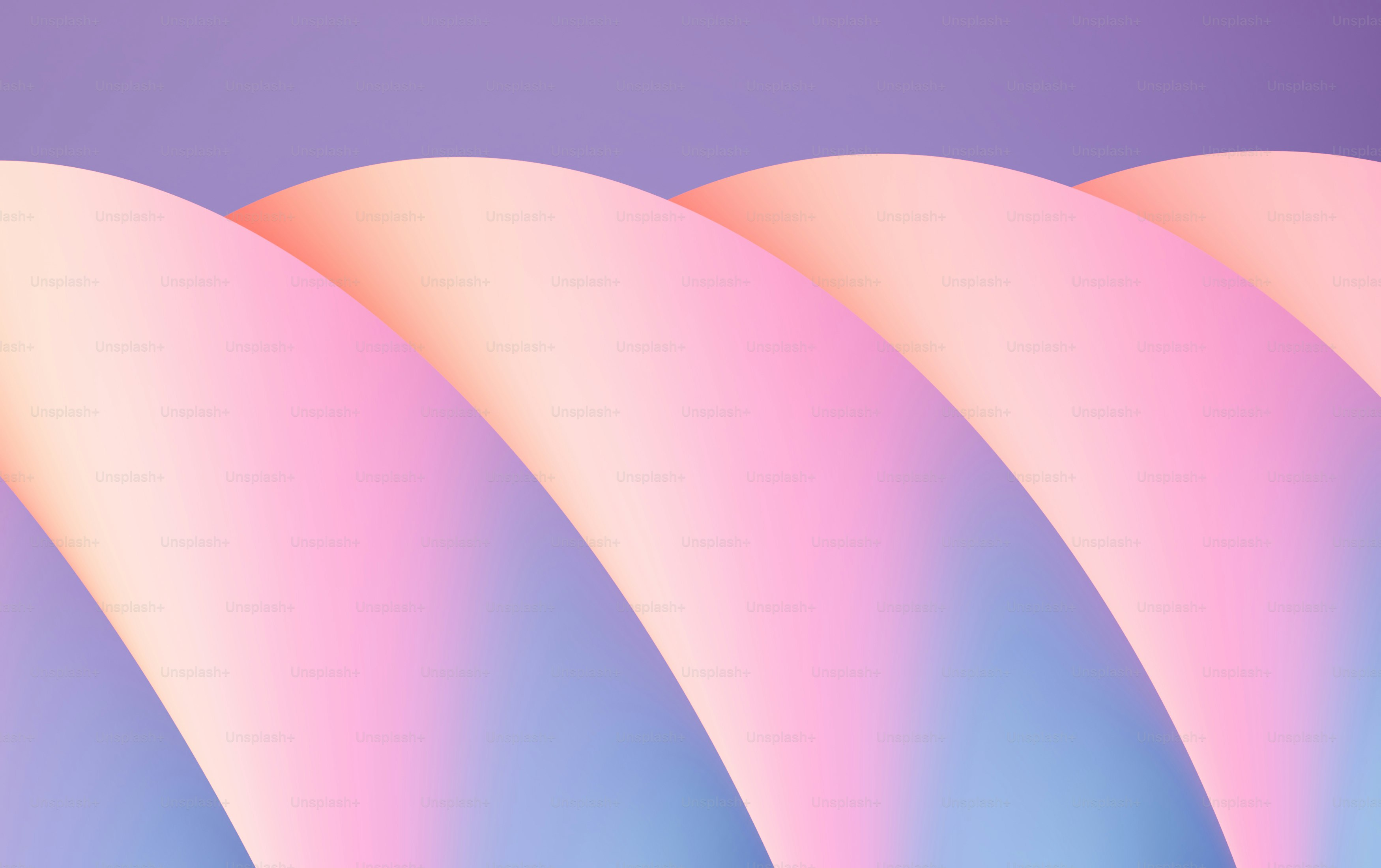 a row of pink and blue curved shapes
