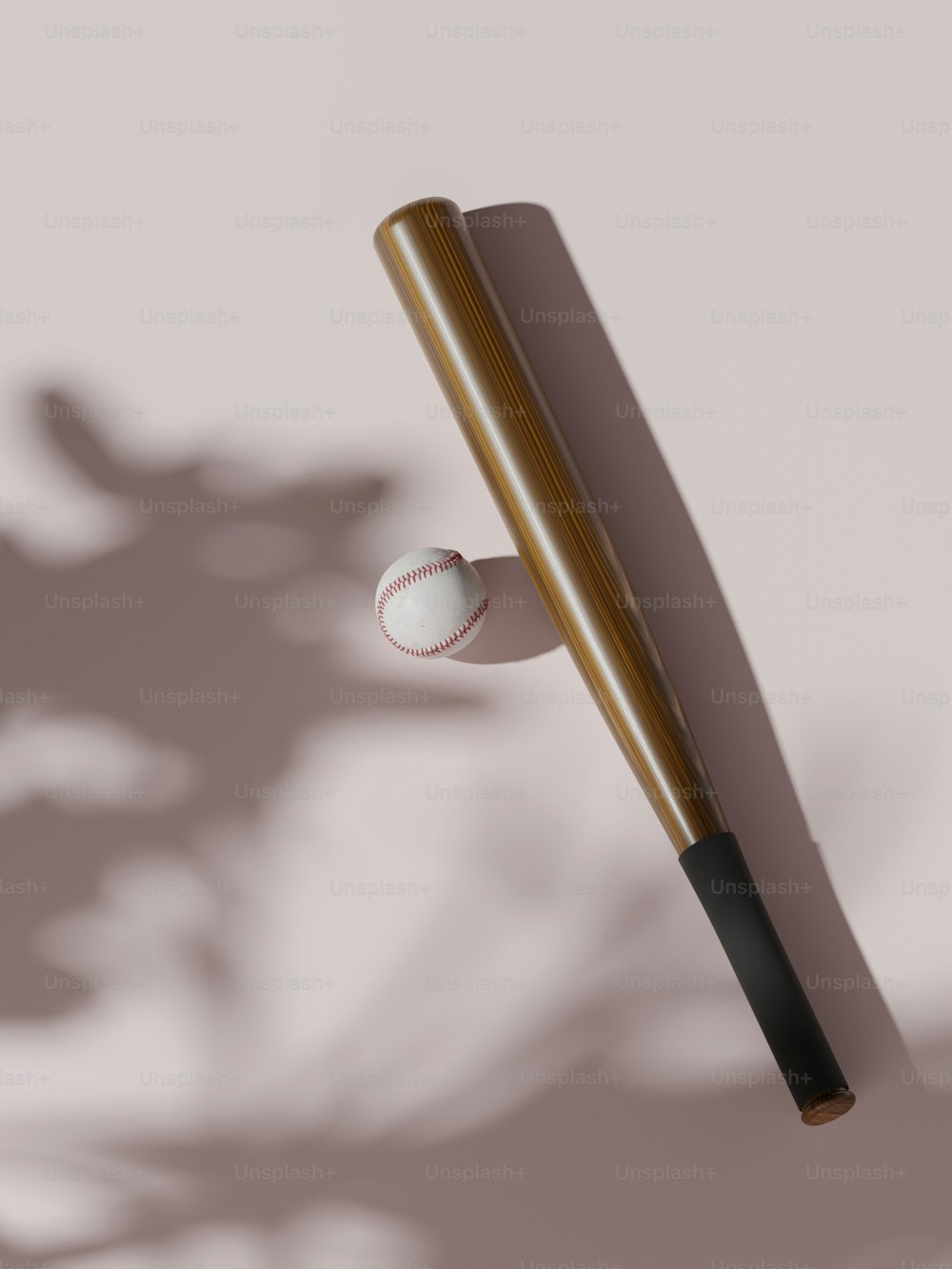 a baseball bat and a ball on a table
