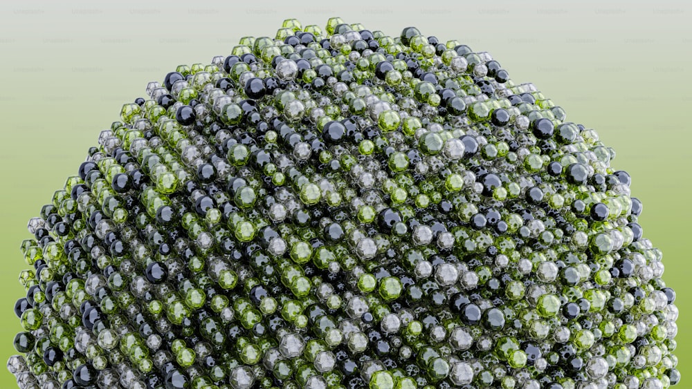 a bunch of bubbles floating on top of a green surface