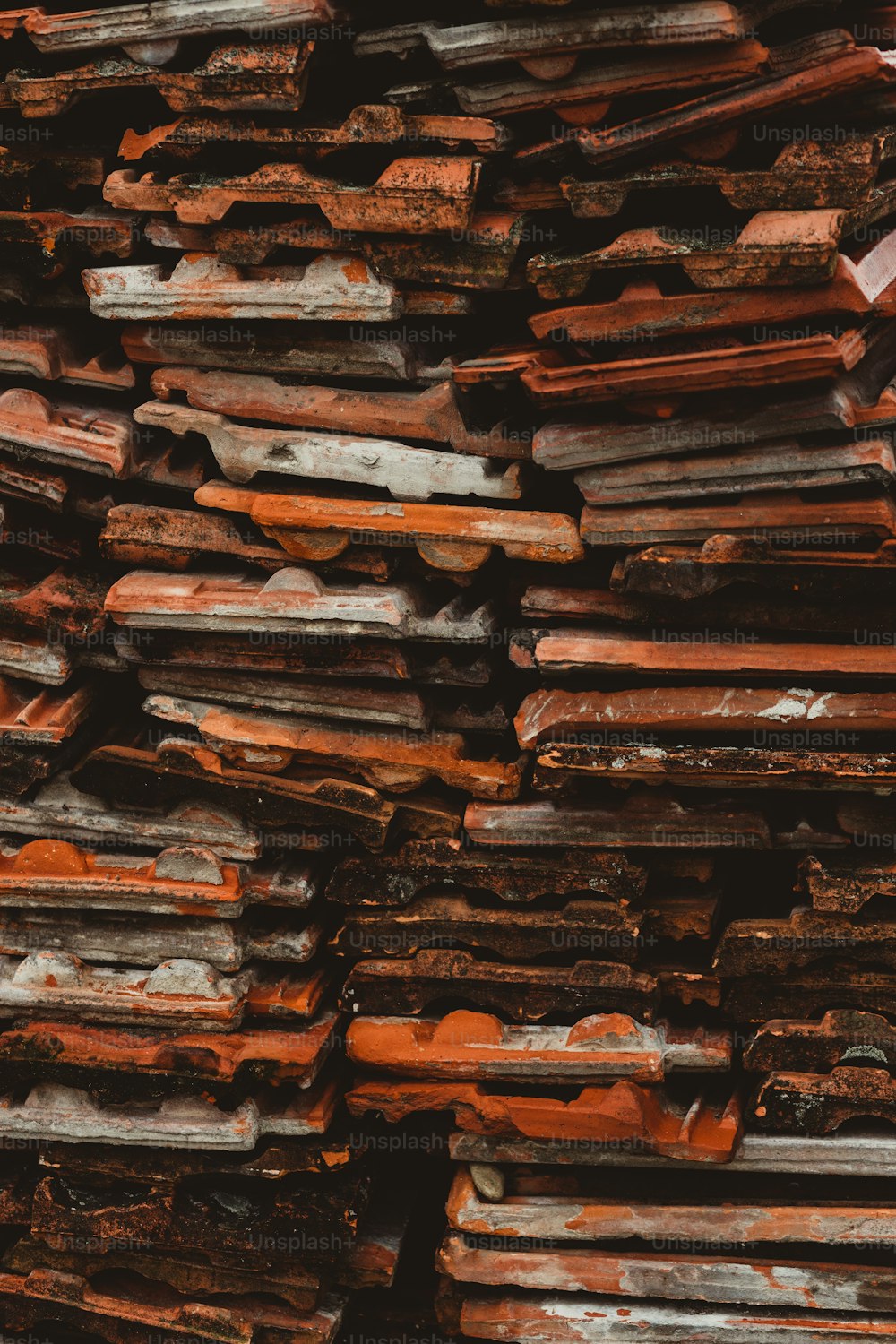 a pile of wood that is brown and rusted