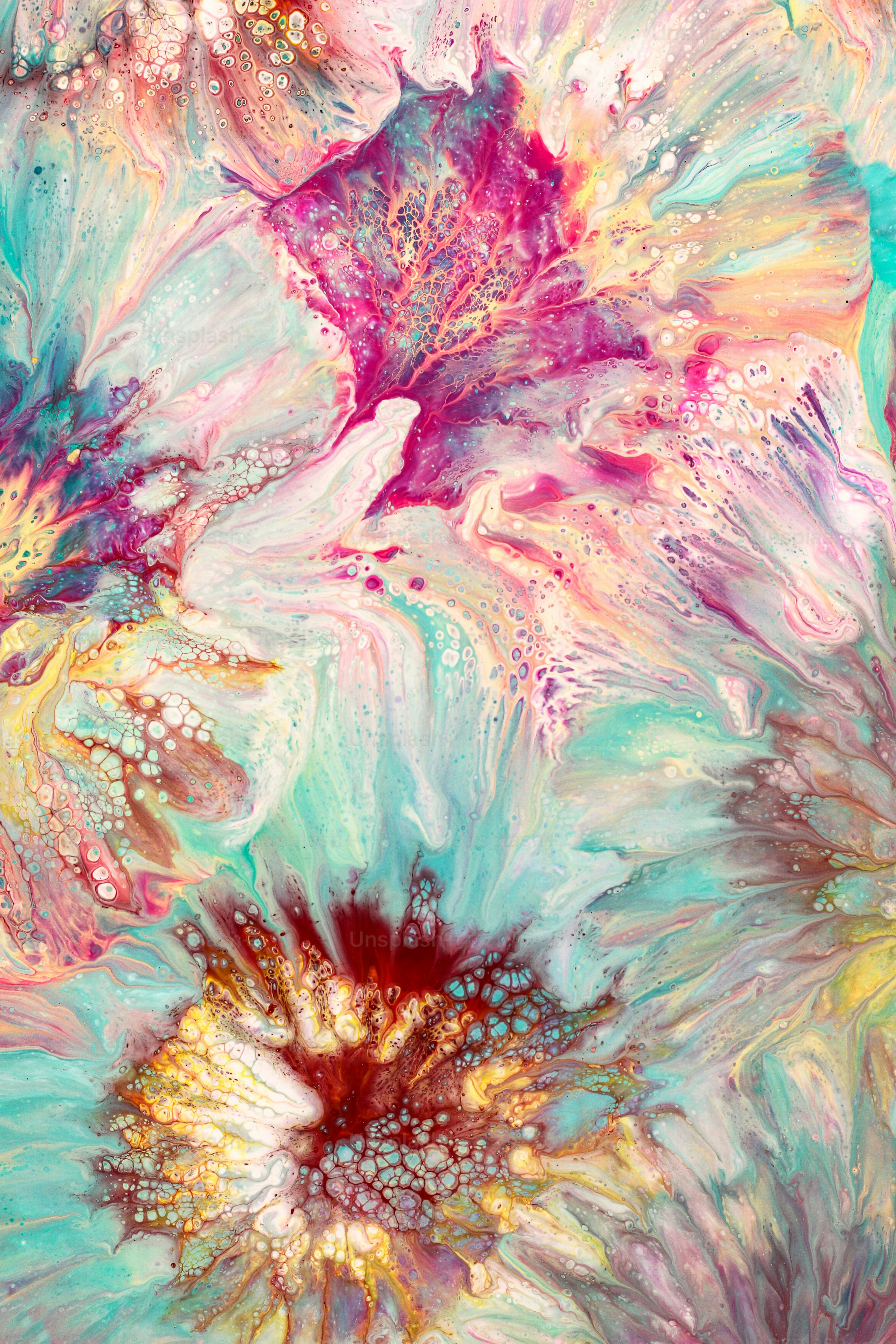 A close up of a painting of flowers photo – Pattern Image on Unsplash