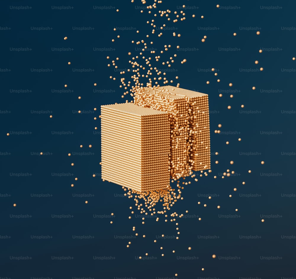 a gift box is surrounded by small gold dots