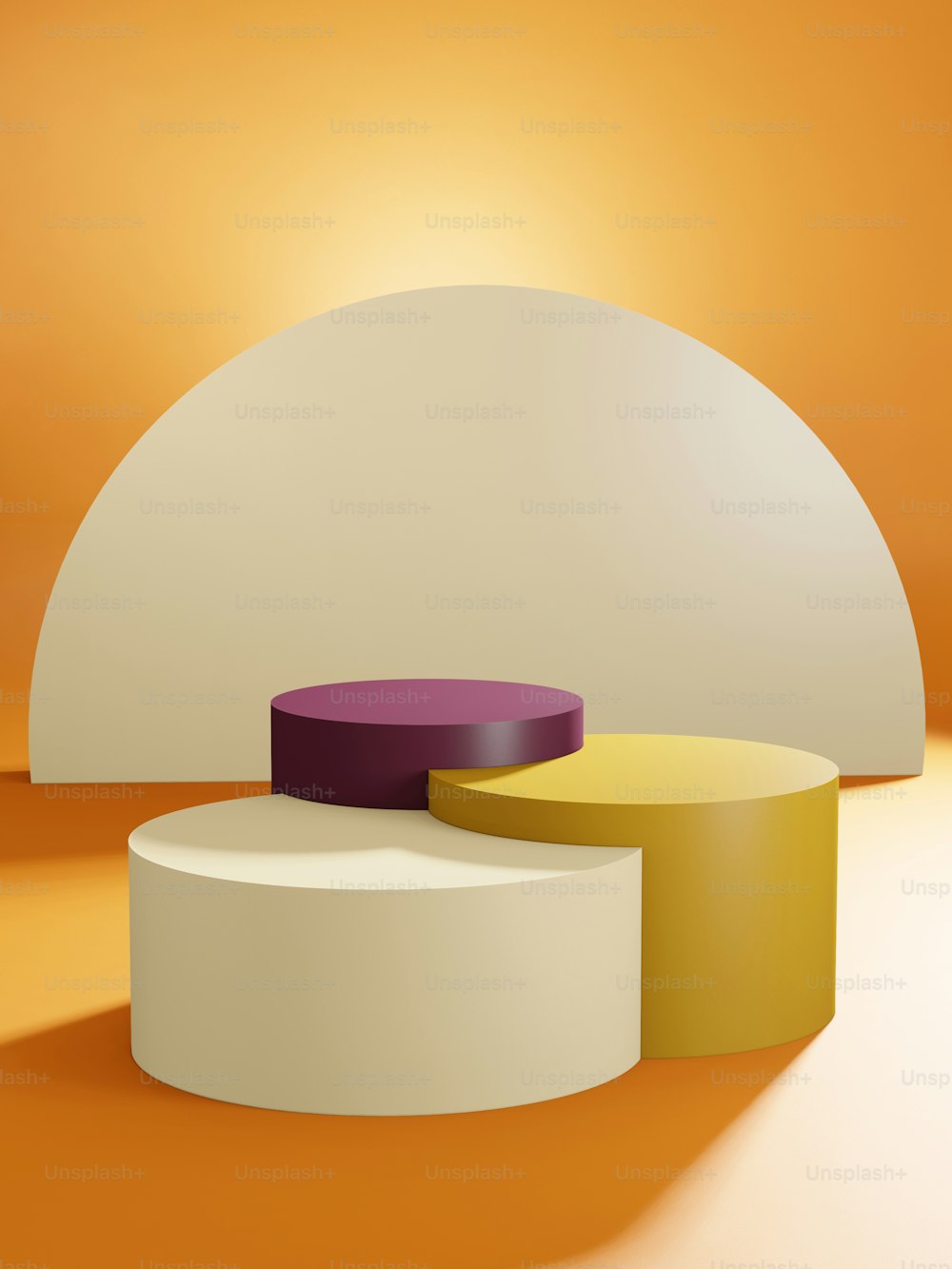 a white and yellow object with a purple object on top of it