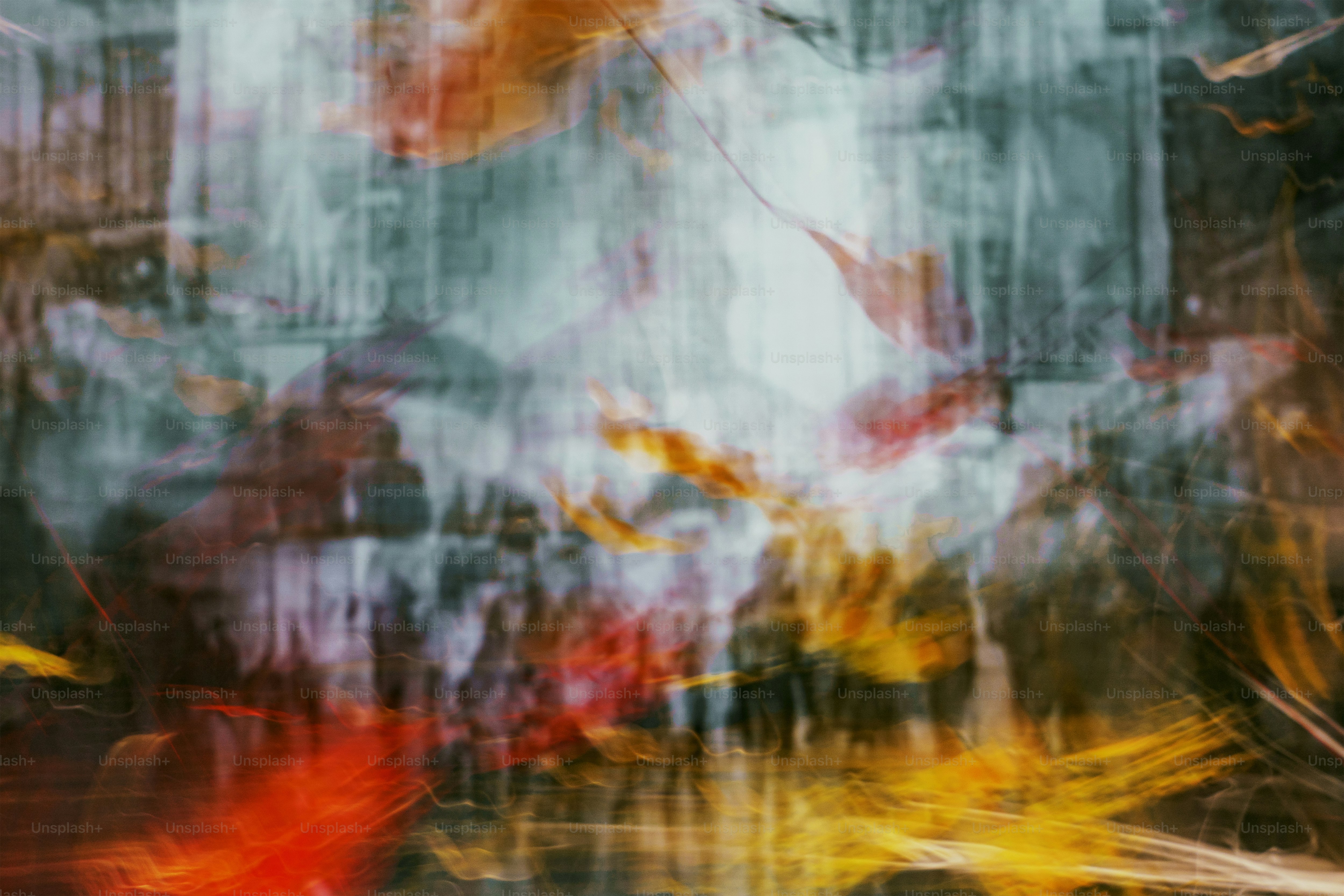 a blurry image of a building with a clock on it