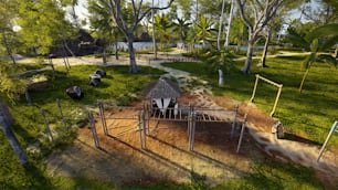 a giraffe is standing in a fenced in area