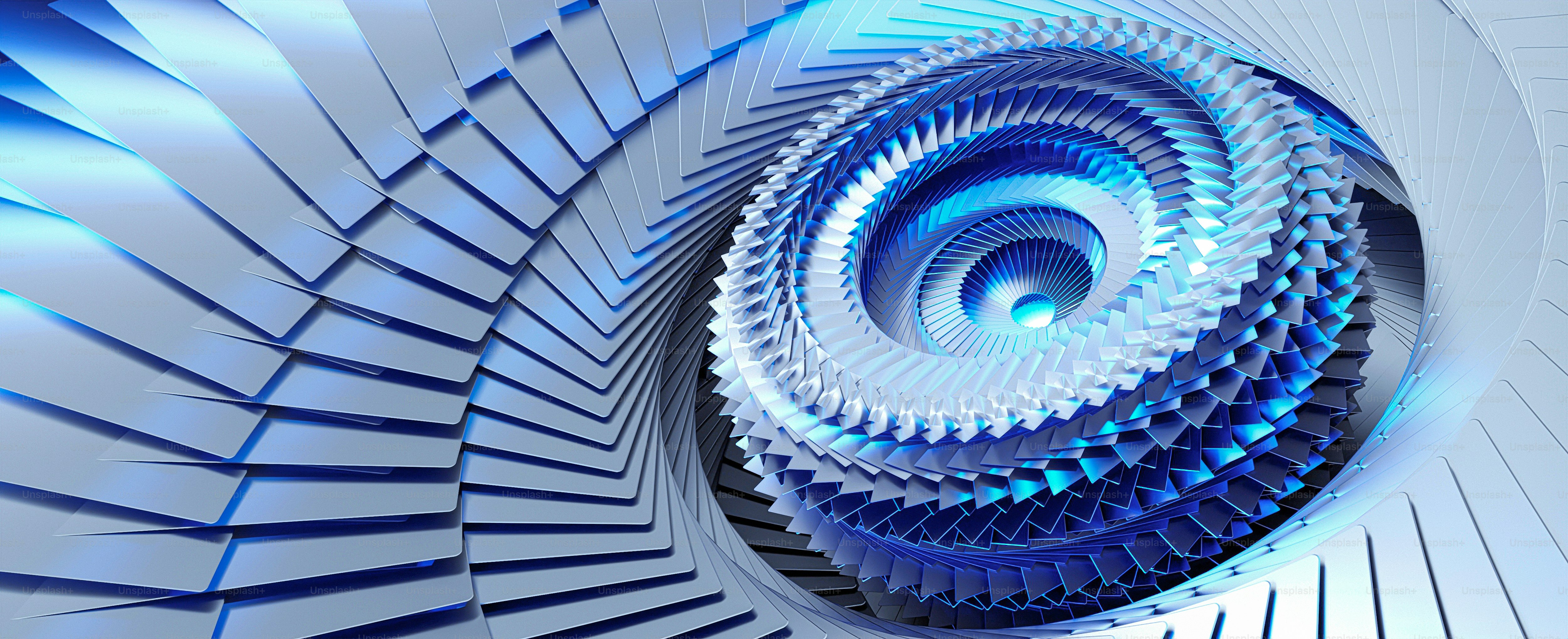 a close up view of a blue and white object