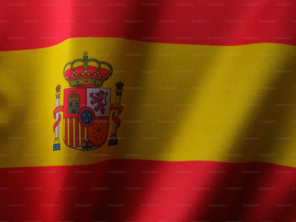 スペインの旗が風になびく