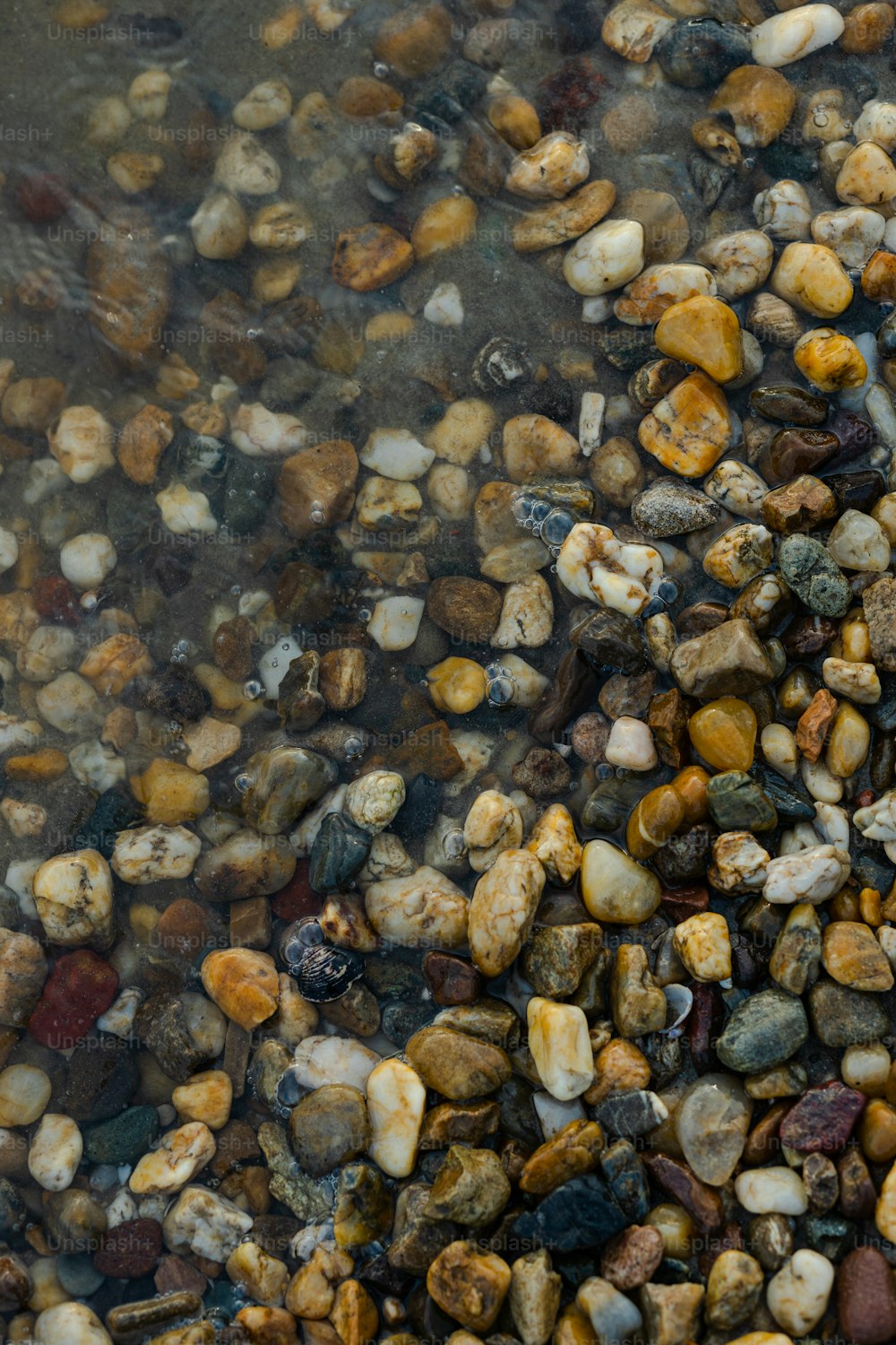 a bunch of rocks that are in the water