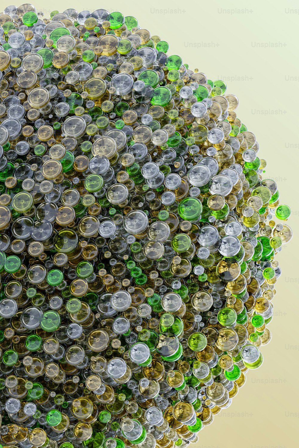 a close up of a bunch of green and yellow buttons