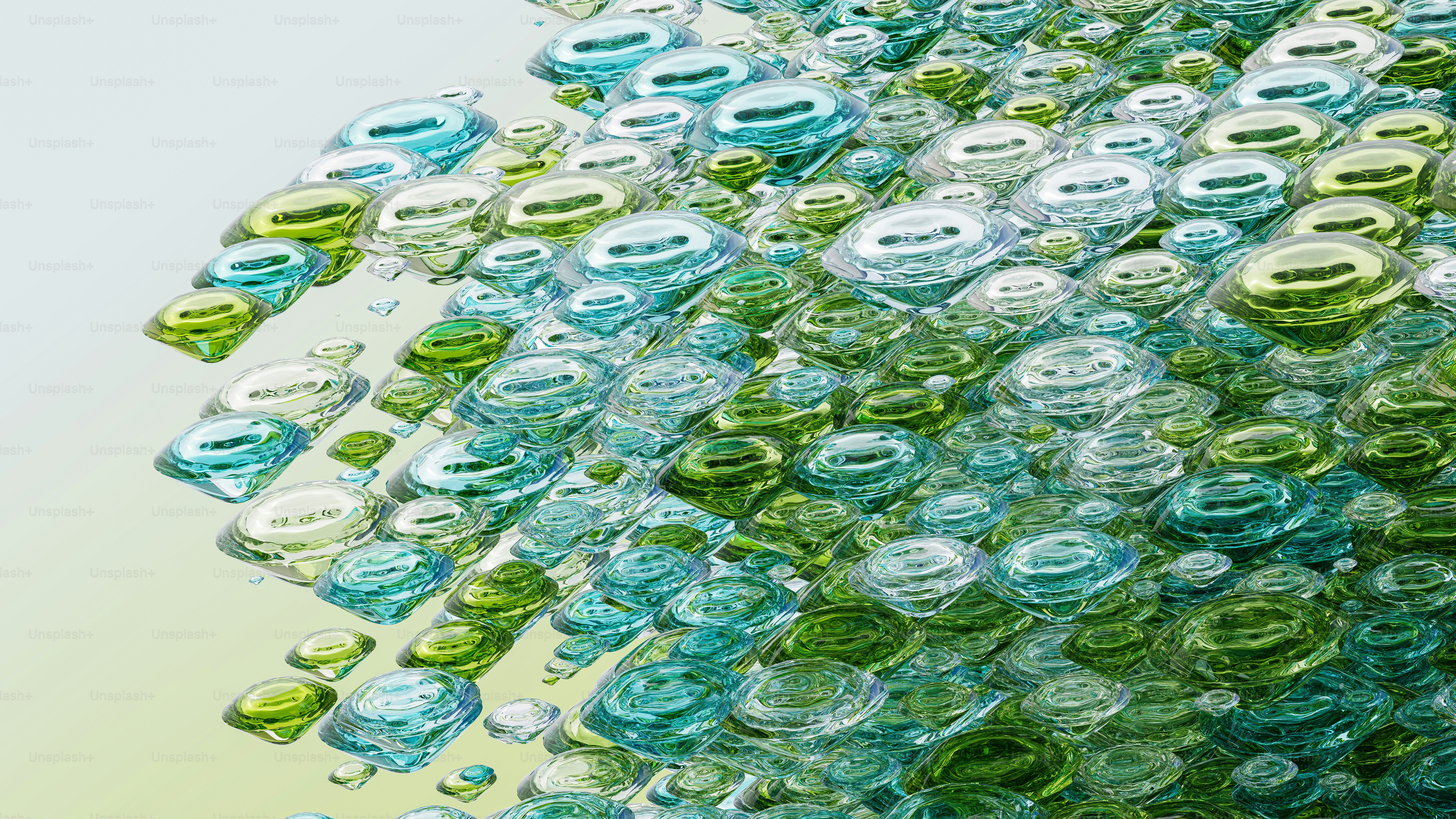 A bunch of green and white bubbles floating in the air photo ...