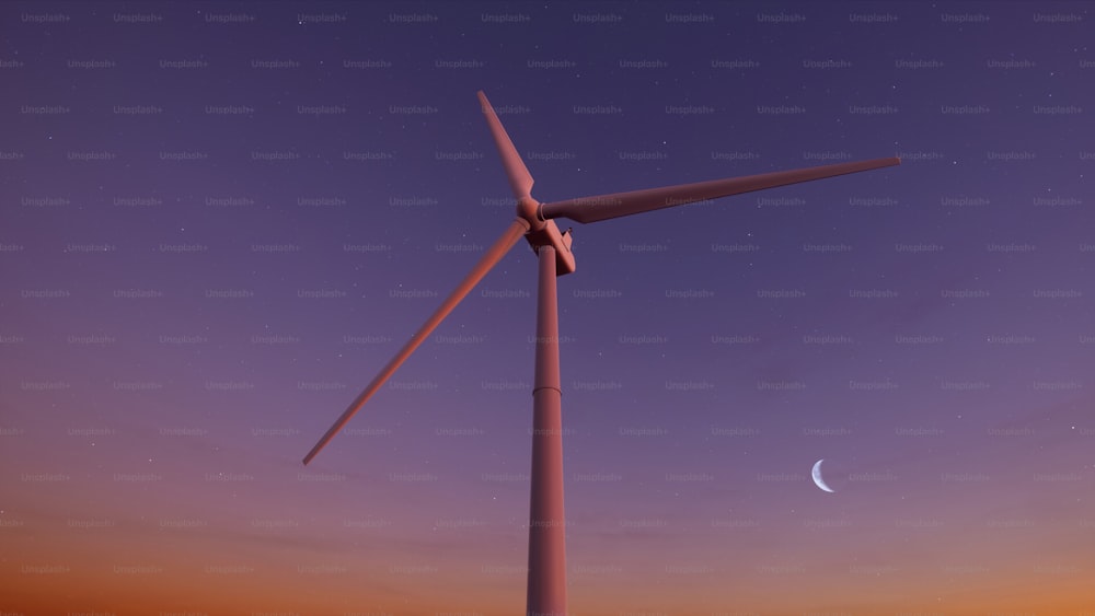 a wind turbine with the moon in the background