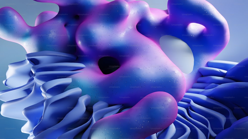 a digital painting of a blue and purple object