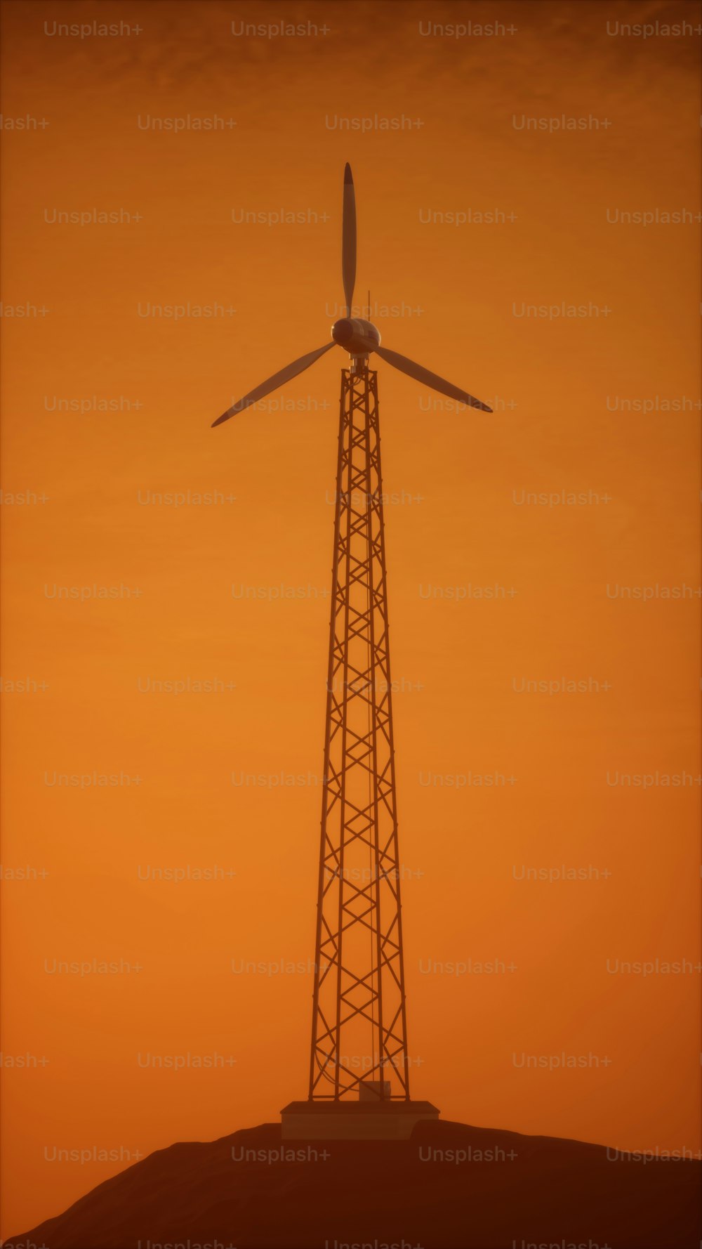 Eine Windkraftanlage auf einem Hügel