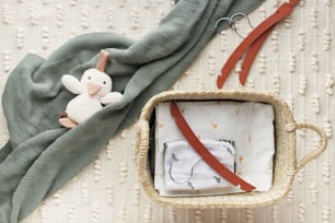 a baby's gift set with a blanket and a stuffed animal