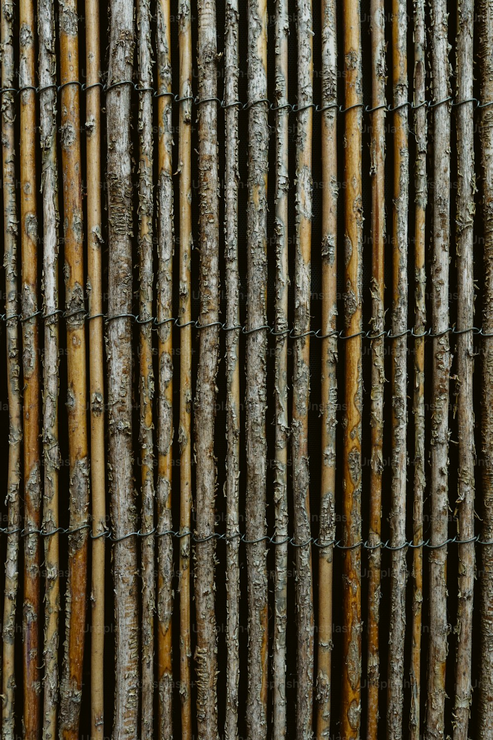 a close up view of a bamboo fence