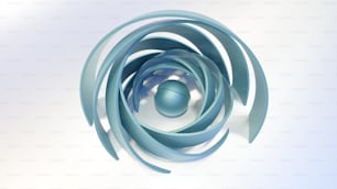 Ein 3D-Bild einer blauen Kugel in einer Spirale