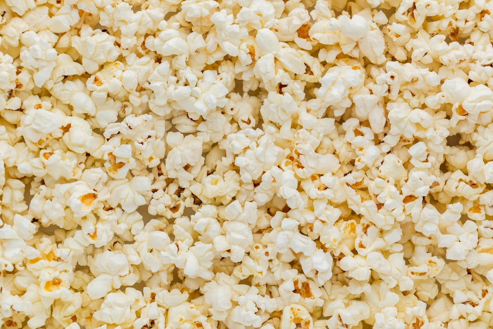 a close up view of a pile of popcorn