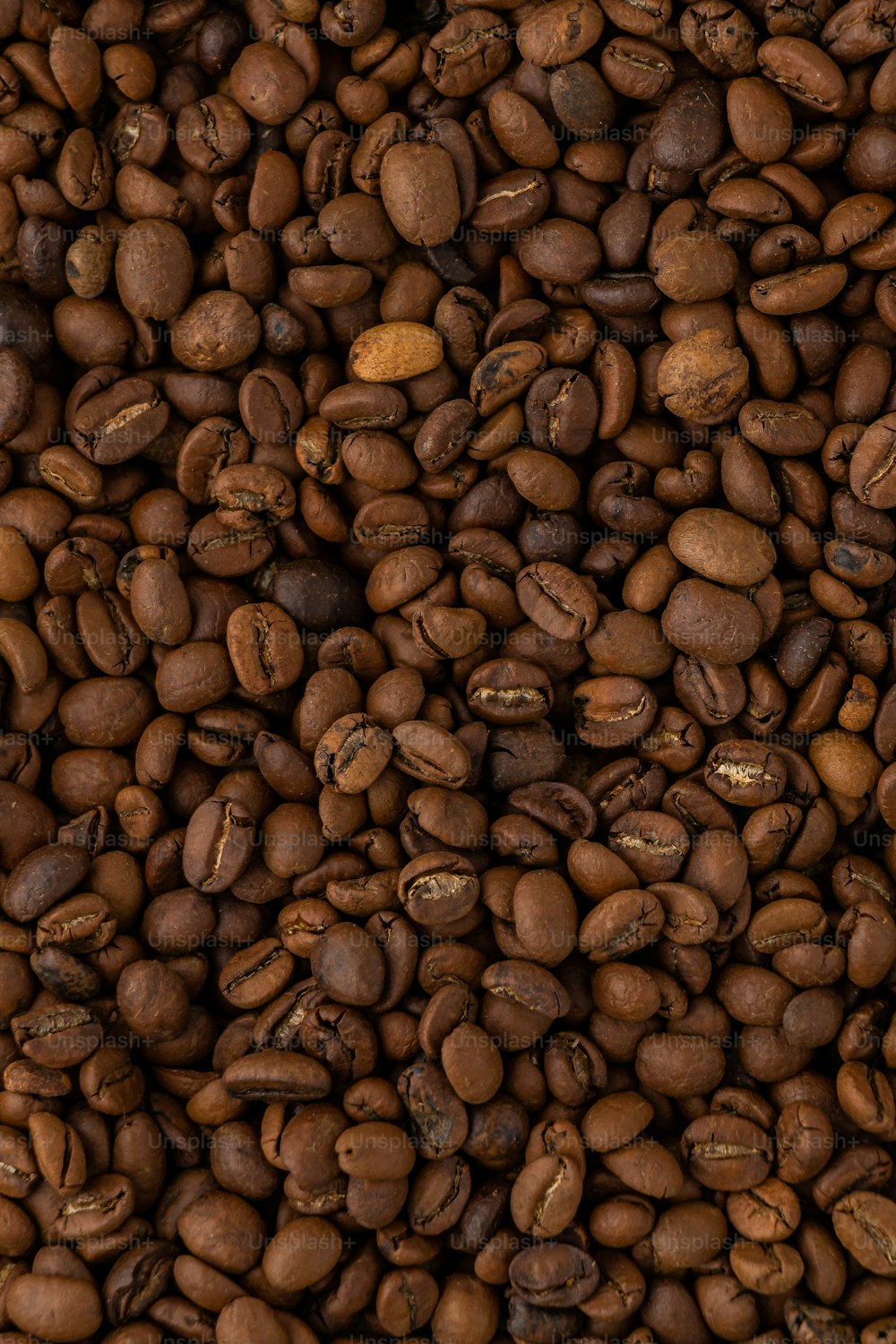 a large pile of coffee beans is shown